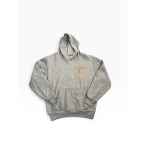 Yellowstone Dutton Ranch Hoodie Men L Gray GUC Bull Skull Graphic YS014361